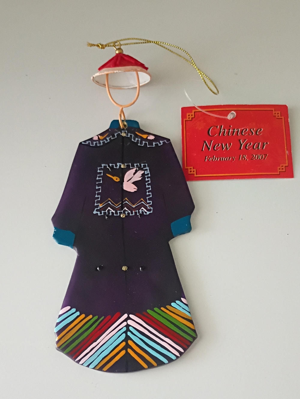 Hand-Painted Glass Christmas Ornament Traditional Chinese Imperial Court Robe